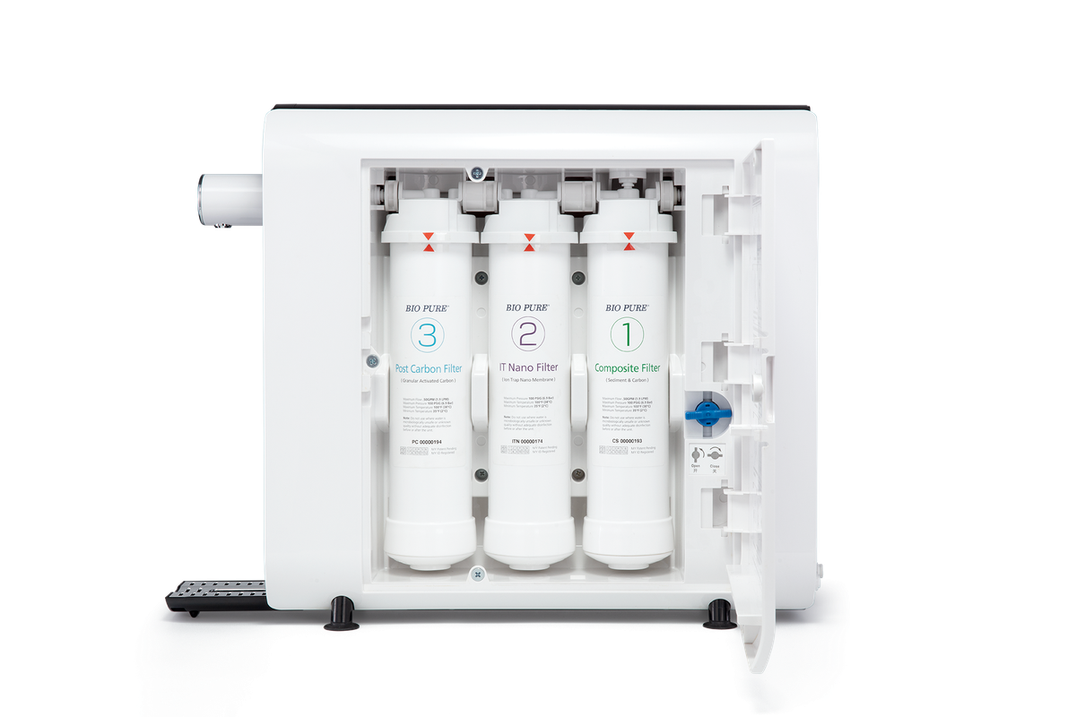 Inside the Bio Pure Nano-i, showing its three filters